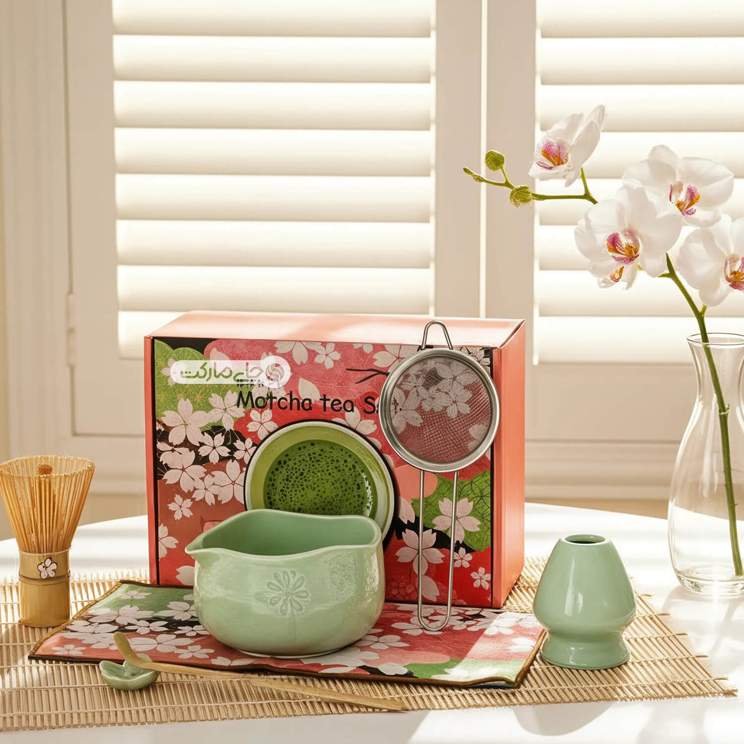 ست ابزار ماچا نوشی تشریفاتی (هفت تکه) سبز