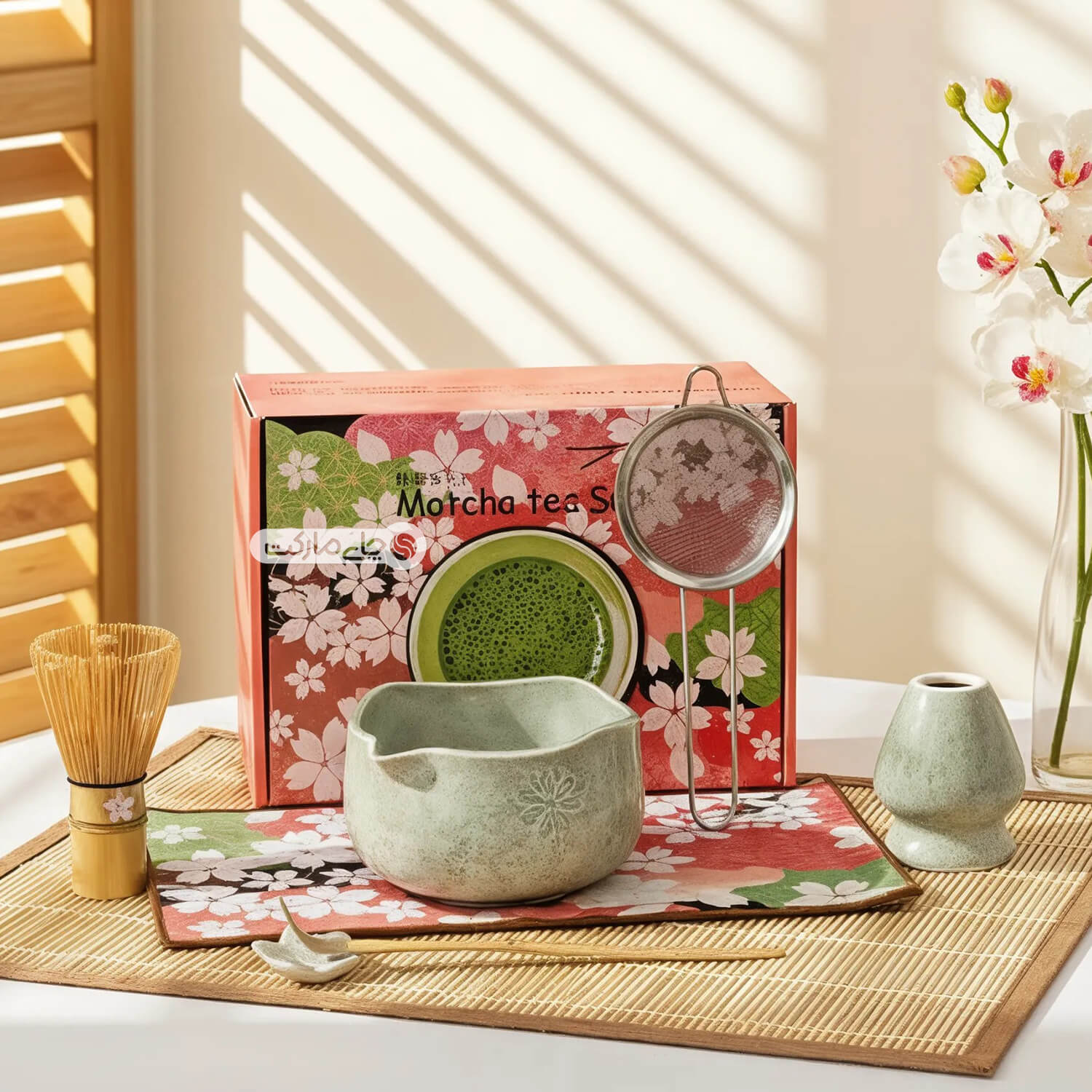 ست ابزار ماچا نوشی تشریفاتی (هفت تکه) یشمی